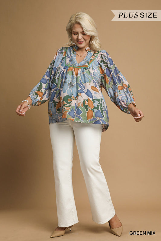 Abstract Floral Blouse