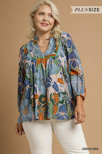 Abstract Floral Blouse