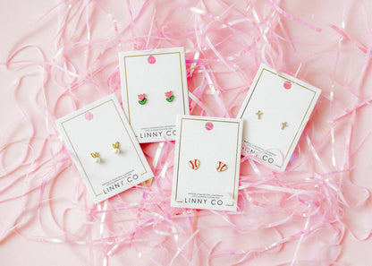 Screwback Stud Earrings - Baseball