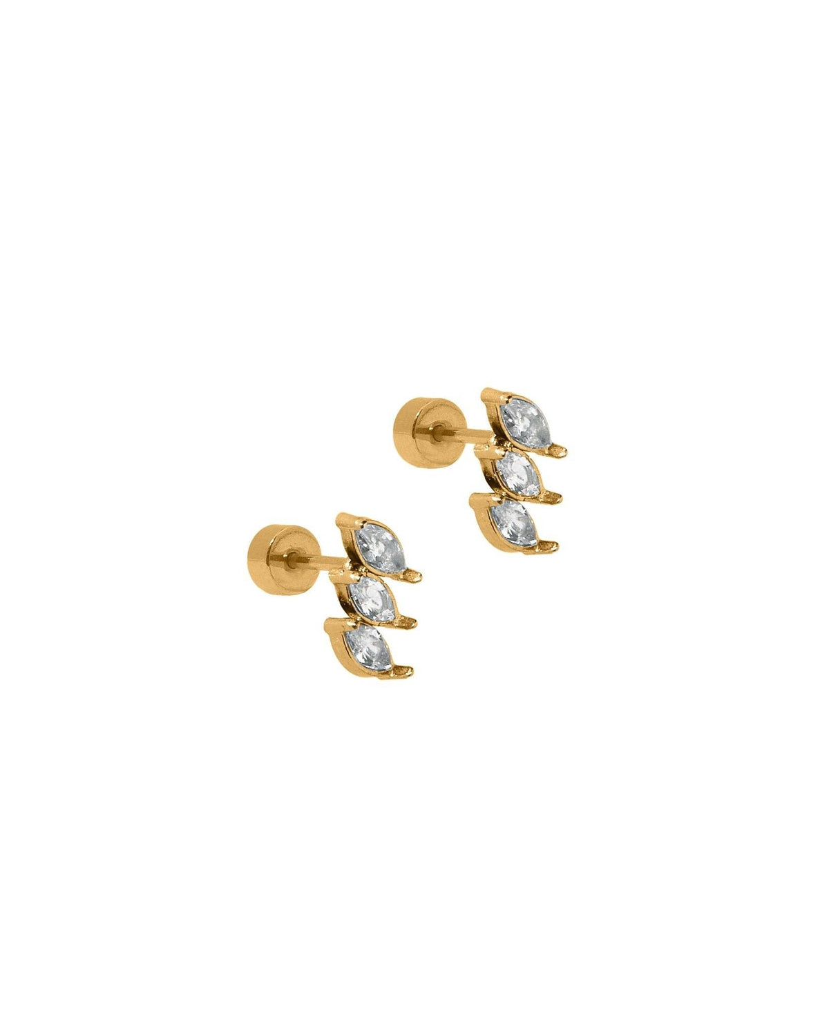Screwback Stud Earrings - Sierra CZ Gold