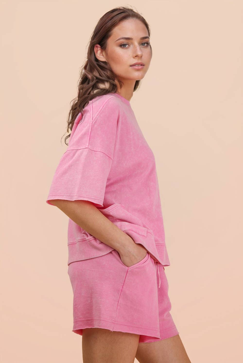 PLUS Mineral Washed Knit Casual Top & Shorts