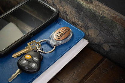 Ole Miss Rebels Oval Camo Leather Key Fob.