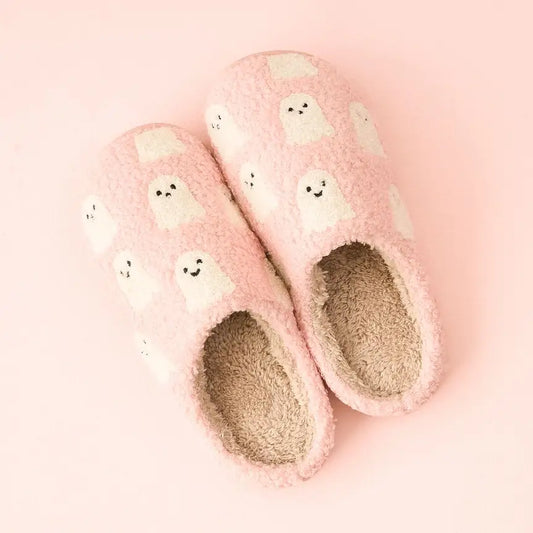 Fuzzy Ghost Slippers