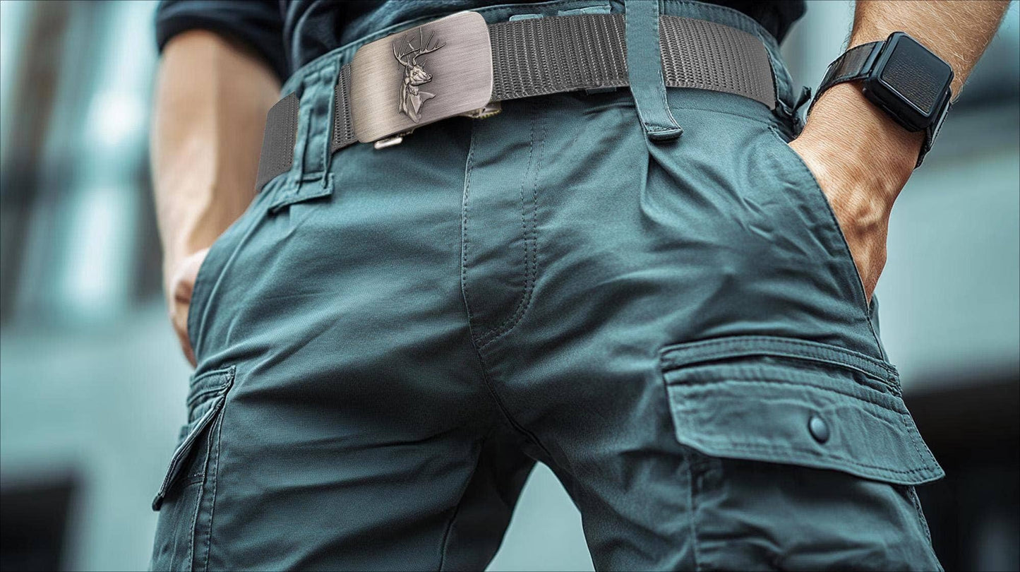 Buck Cut-to-Size Belt with Gunmetal Clamp Buckle