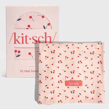 XL Hair Towel Wrap - Cherry Print
