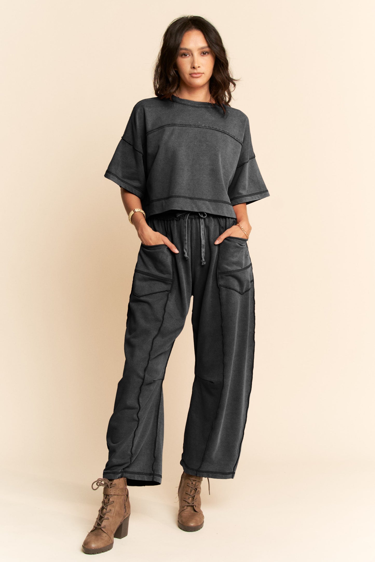 Mineral Washed Exposed Barrel Pants Set