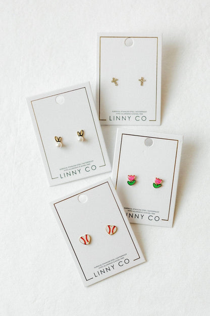 Screwback Stud Earrings - Baseball