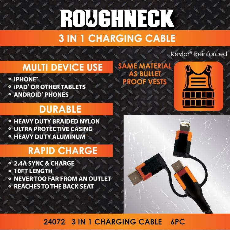 Roughneck 3-IN-1 10ft Charging Cable