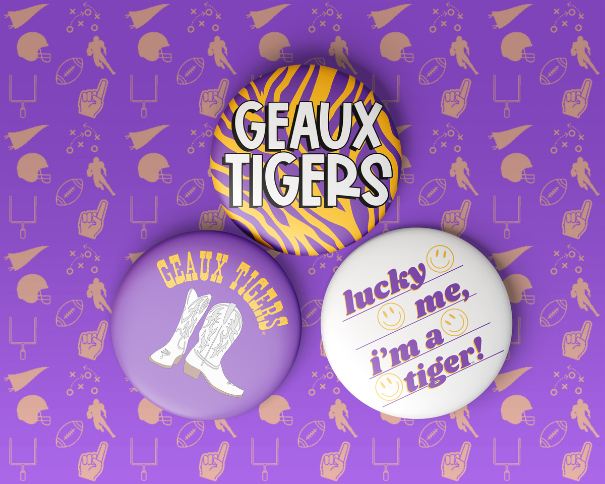 LSU Game Day Buttons | Louisiana State Tigers Game Day Pins