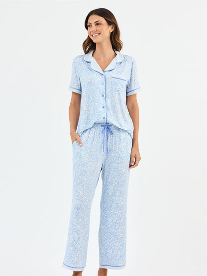 Women's Charlotte Pajama Pants Set | Meadow Line Blue Stripe