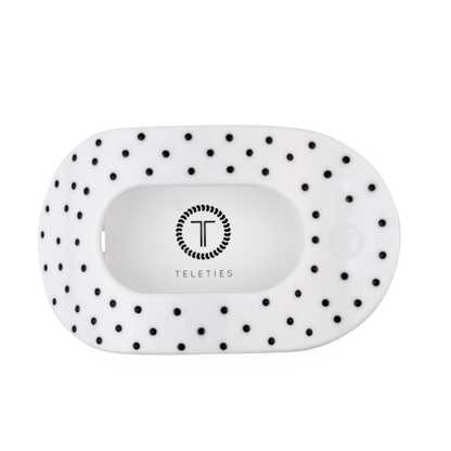 White Polka Dot Party Large Flat Round Hair Clip