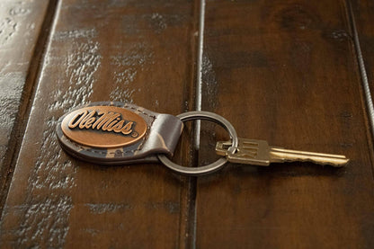 Ole Miss Rebels Oval Camo Leather Key Fob.