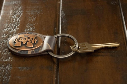 Mississippi State Bulldogs Oval Camo Leather Key Fob.