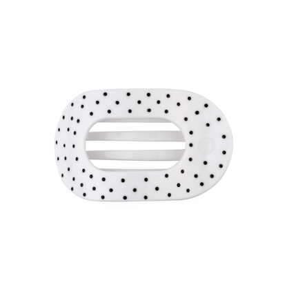 White Polka Dot Party Medium Flat Round Hair Clip