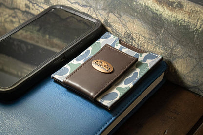 Ole Miss Rebels Men's Magnetic Front Pocket Old School Camo Leather Wallet.