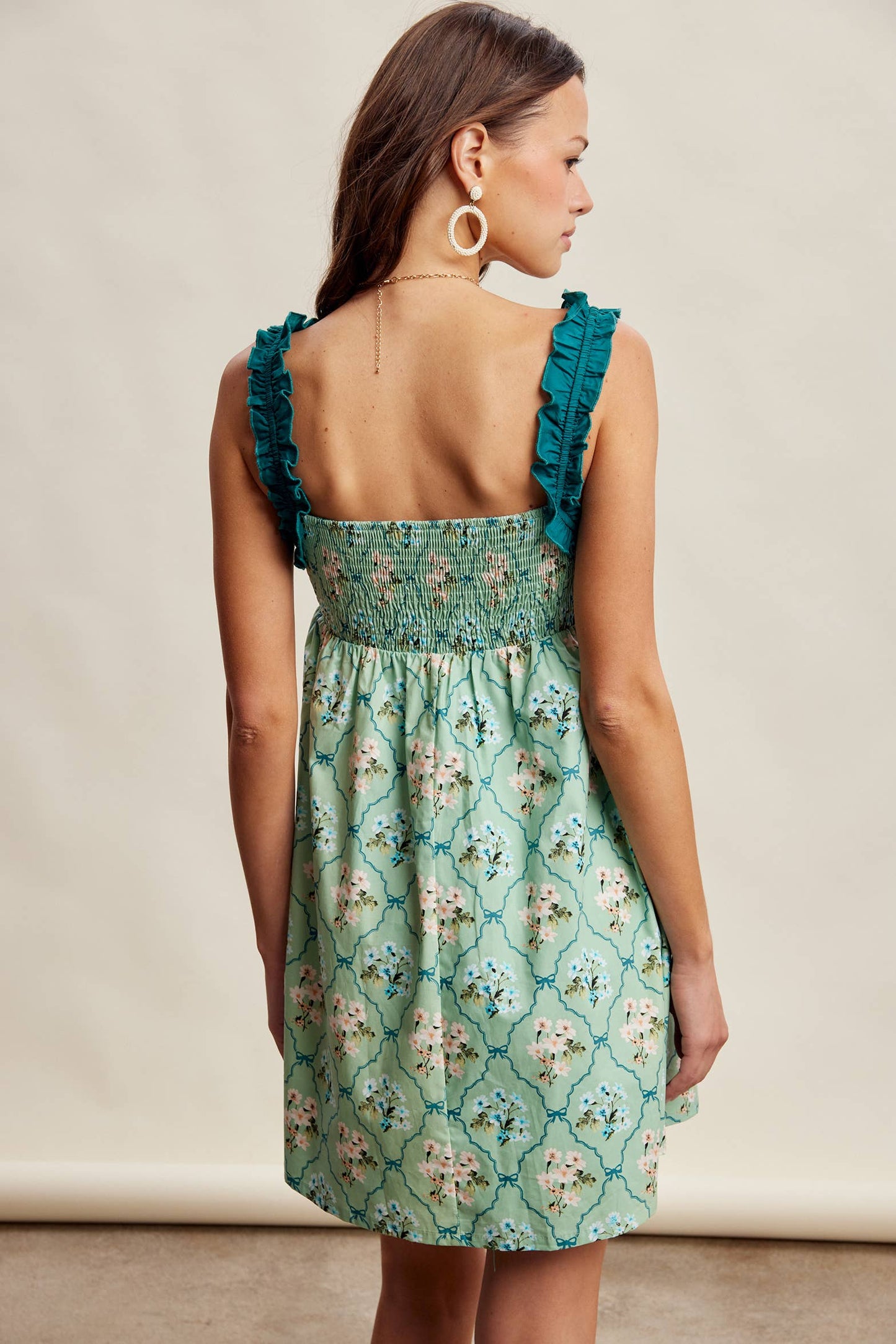 Floral Ruffle Strap Mini Dress