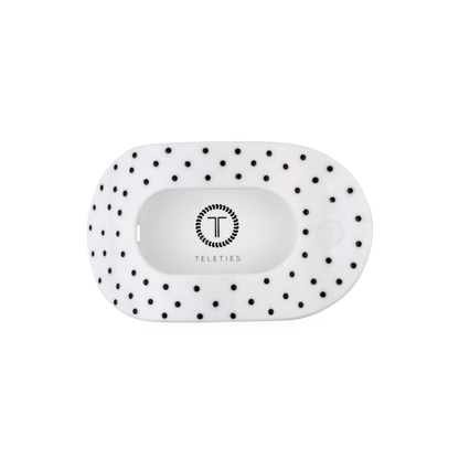 White Polka Dot Party Medium Flat Round Hair Clip