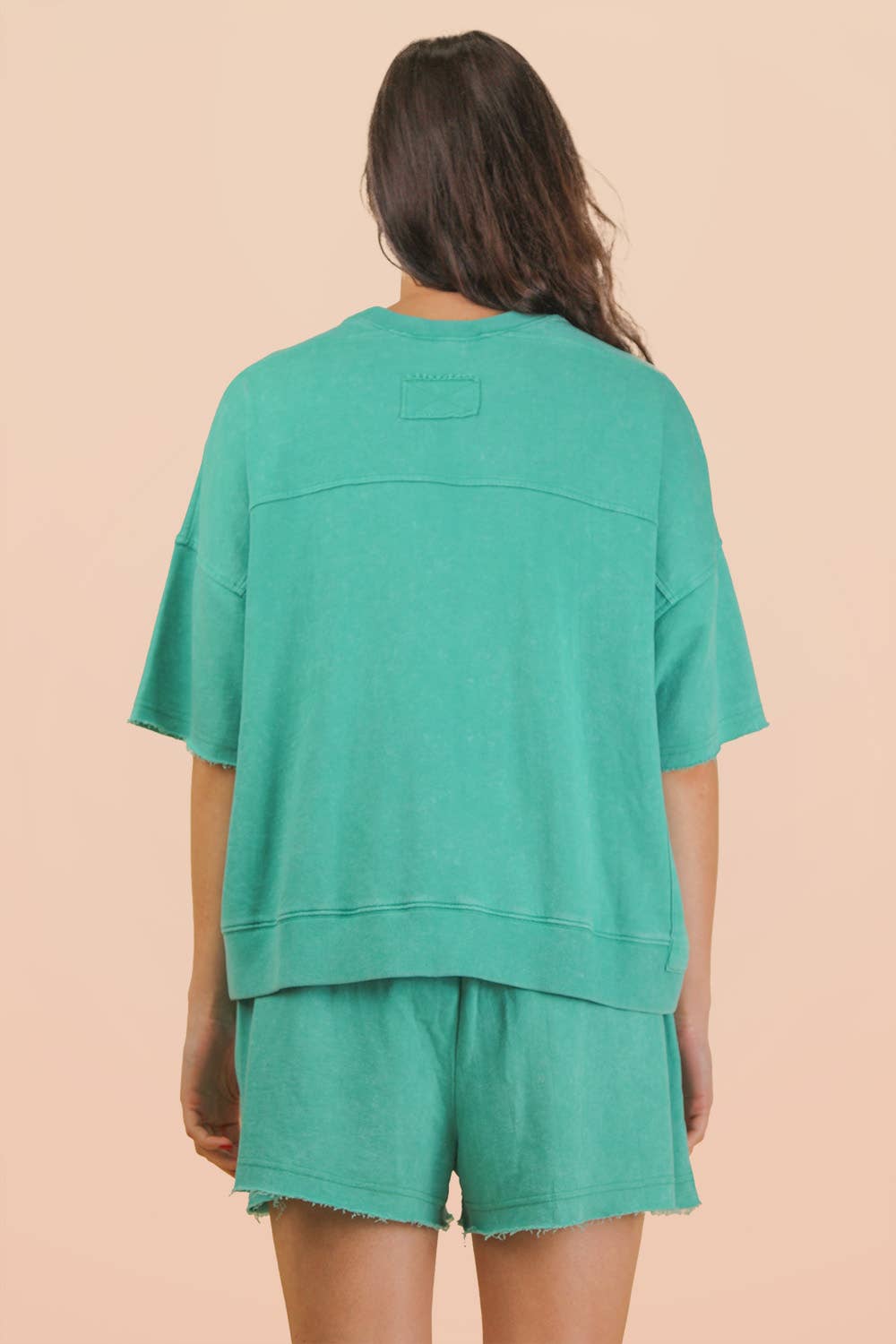 PLUS Mineral Washed Knit Casual Top & Shorts