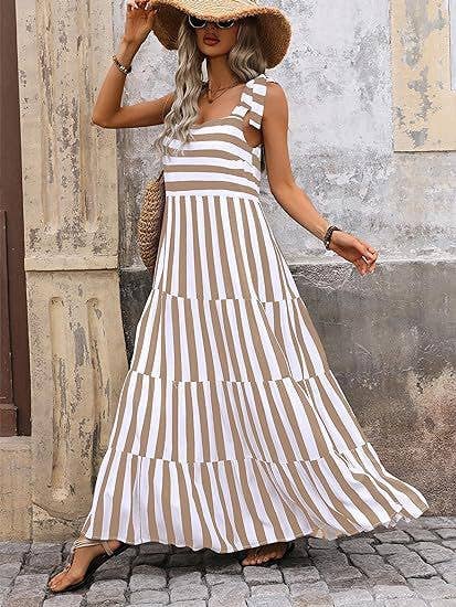Striped Sleeveless Maxi Dress