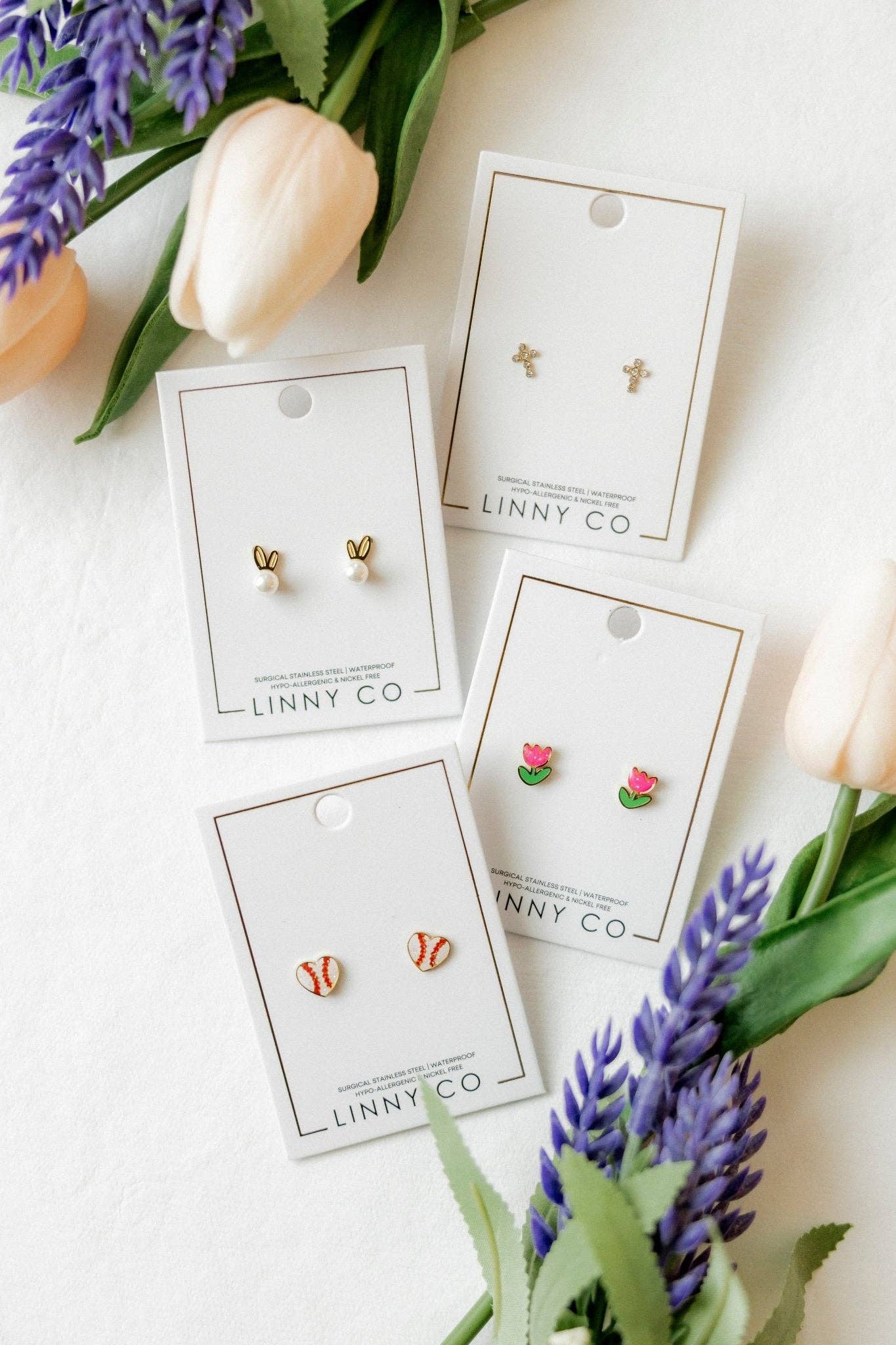 Screwback Stud Earrings - Baseball