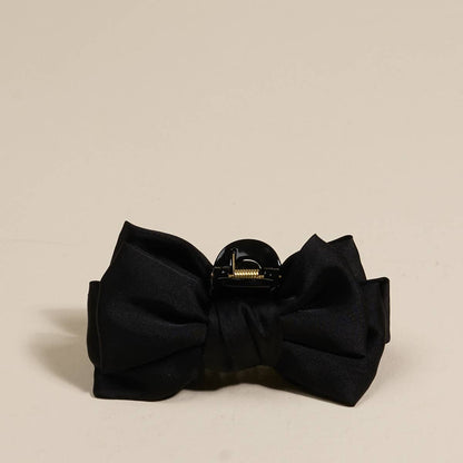 Mini Satin Bow Claw Clip–Black