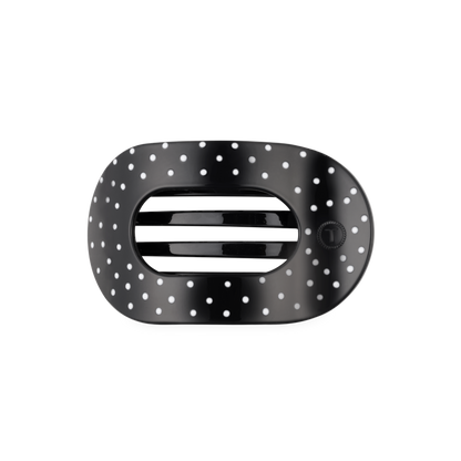Black Polka Dot Party Medium Flat Round Hair Clip