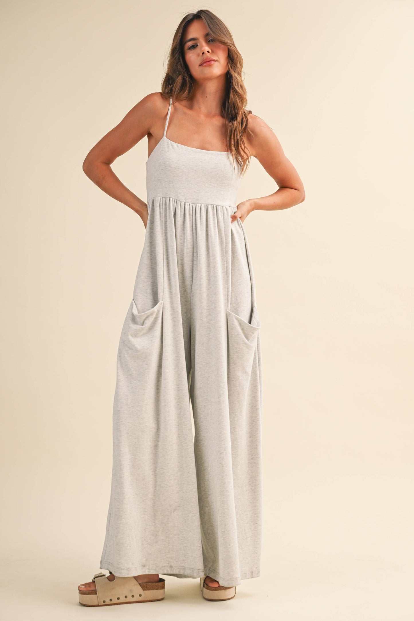 STRAPPY EMPIRE-WAIST WIDE-LEG JUMPSUIT