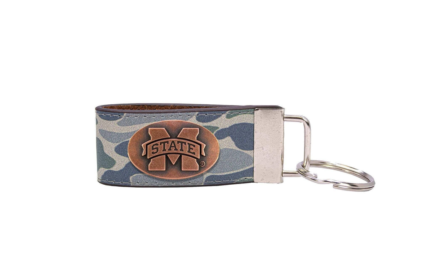 Mississippi State Bulldogs Old School Camo Leather Loop Keychain.