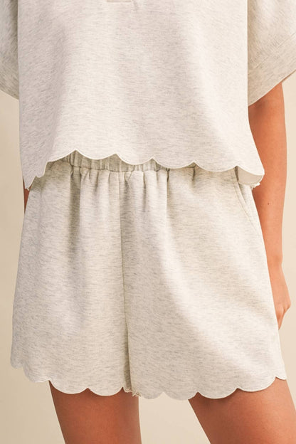 SCALLOPED EDGE COLLAR TOP AND SHORTS