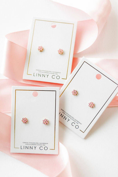 Screwback Stud Earrings - Alli Pink