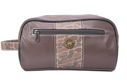 Shot Shell Brown Pebble Old School Camo Men's Toiletry Dopp Bag.