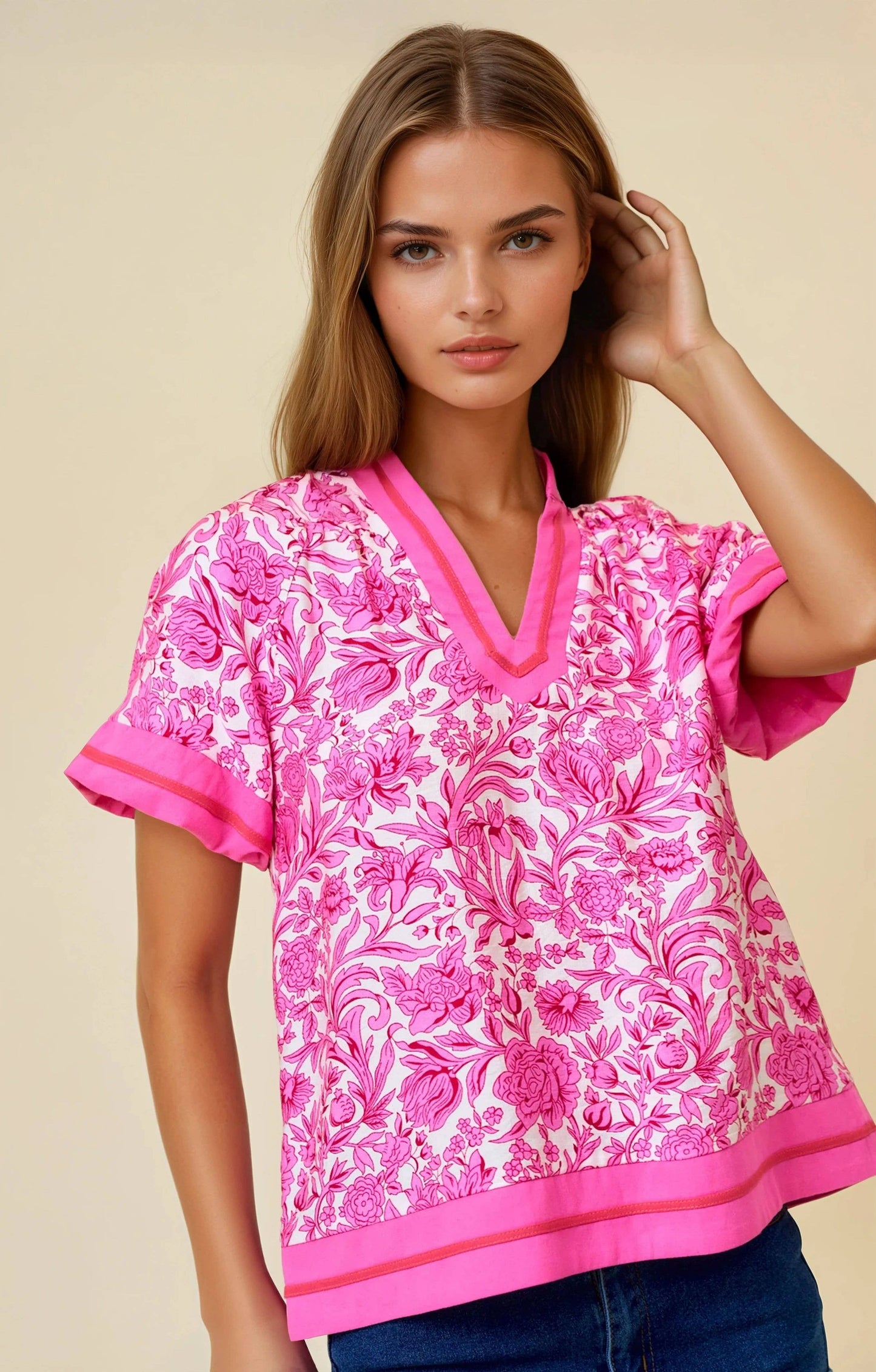 FLORAL PRINTED RUFFLE TIERED TOP