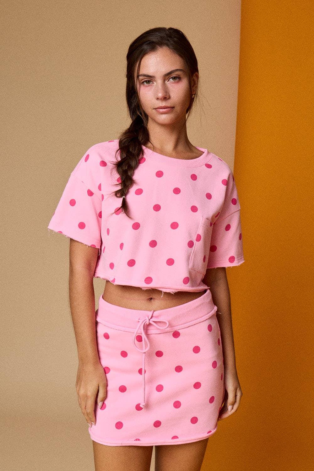 Polka Dot Crop Top & Skorts Set