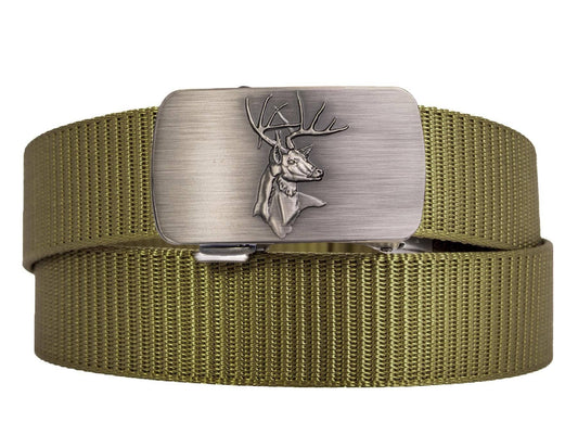 Buck Cut-to-Size Belt with Gunmetal Clamp Buckle
