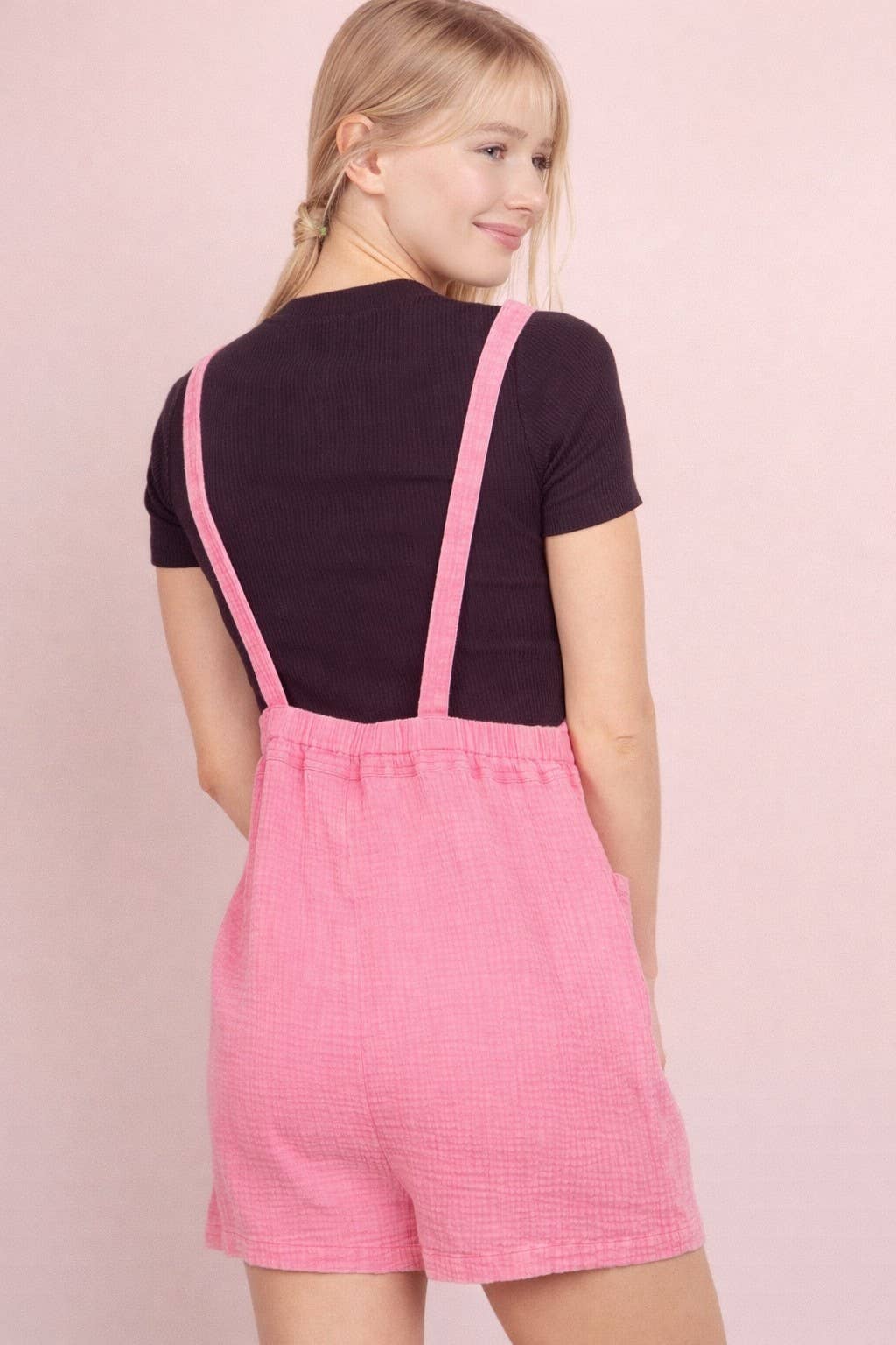 Mineral Washed Double Gauze Overall Romper
