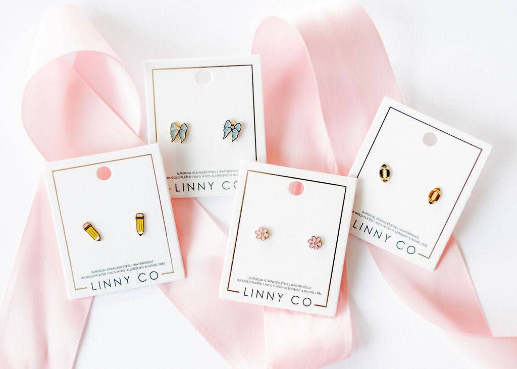 Screwback Stud Earrings - Alli Pink
