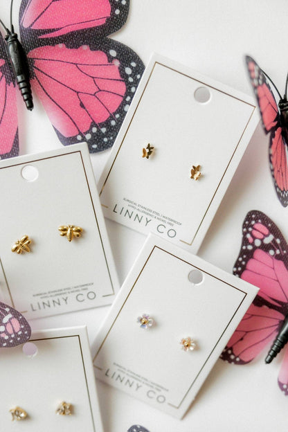 Screwback Stud Earrings - Lark Butterfly