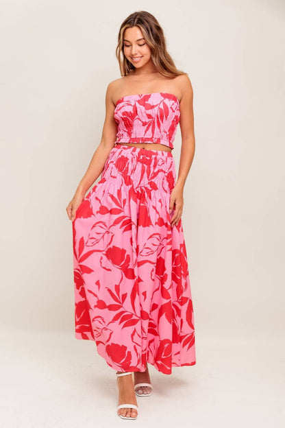 Printed Woven Top and Skirt Set