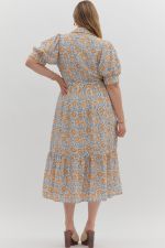 Floral Button Closure Midi Dress