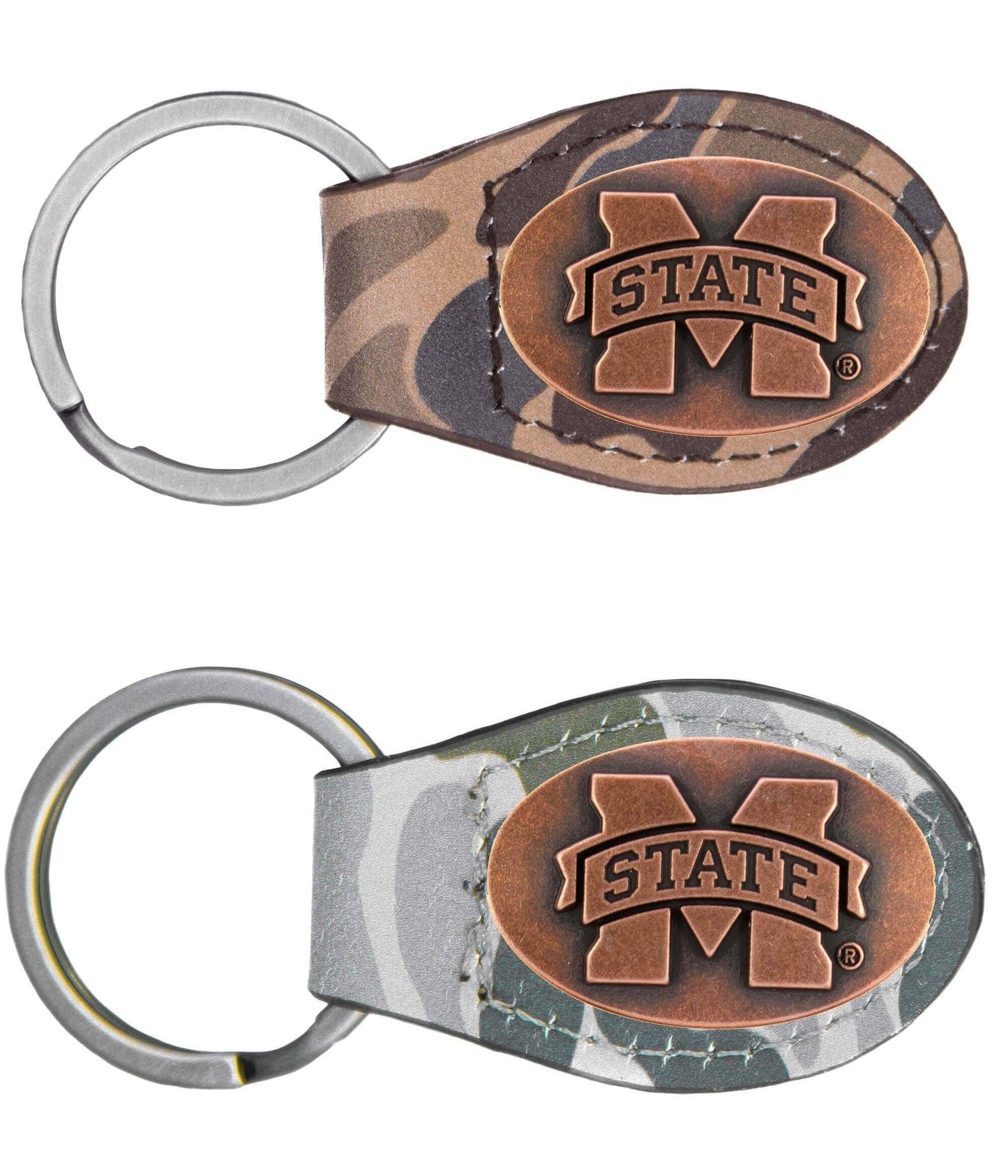 Mississippi State Bulldogs Oval Camo Leather Key Fob.