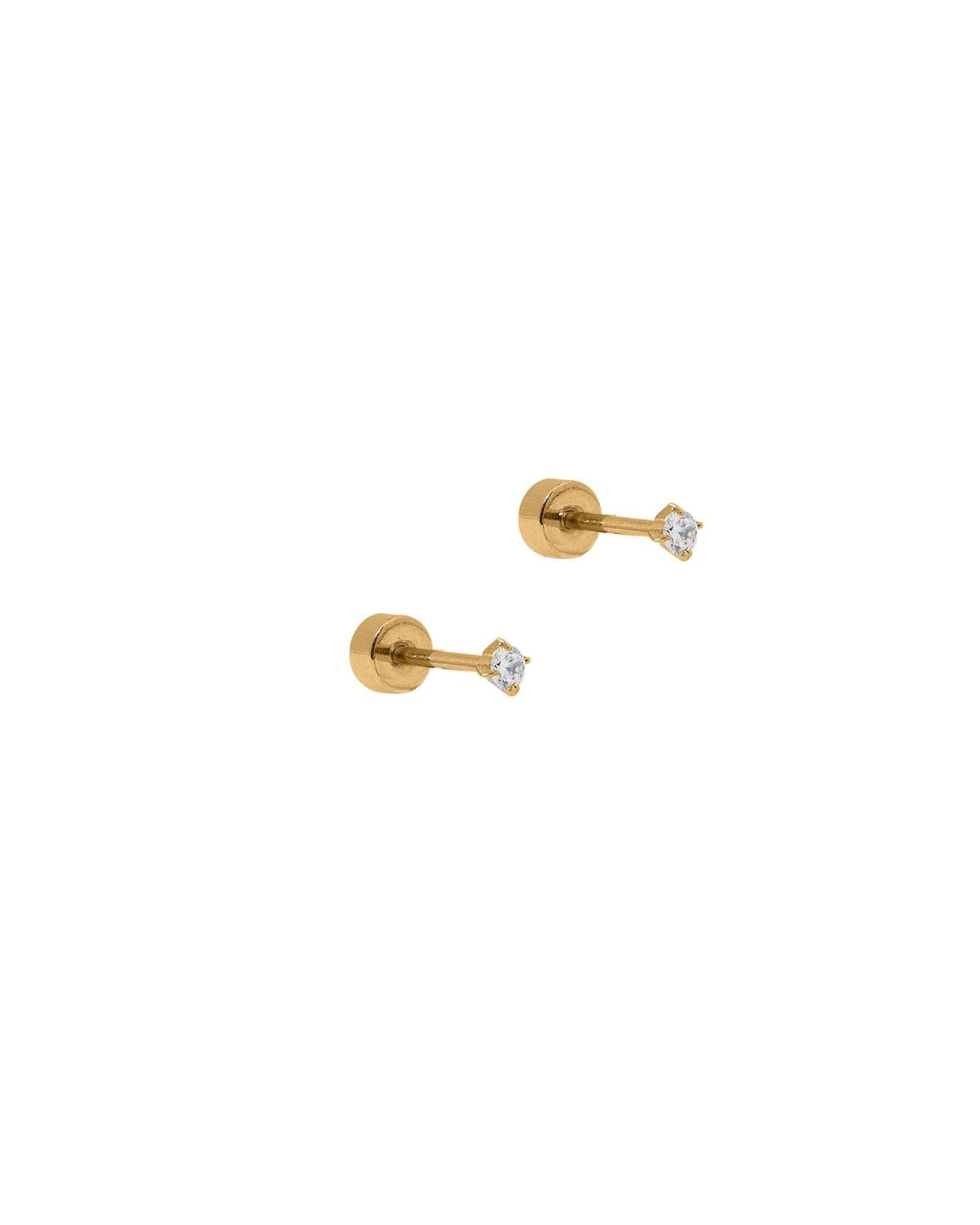 Screwback Stud Earrings - Micro Teagan CZ Gold