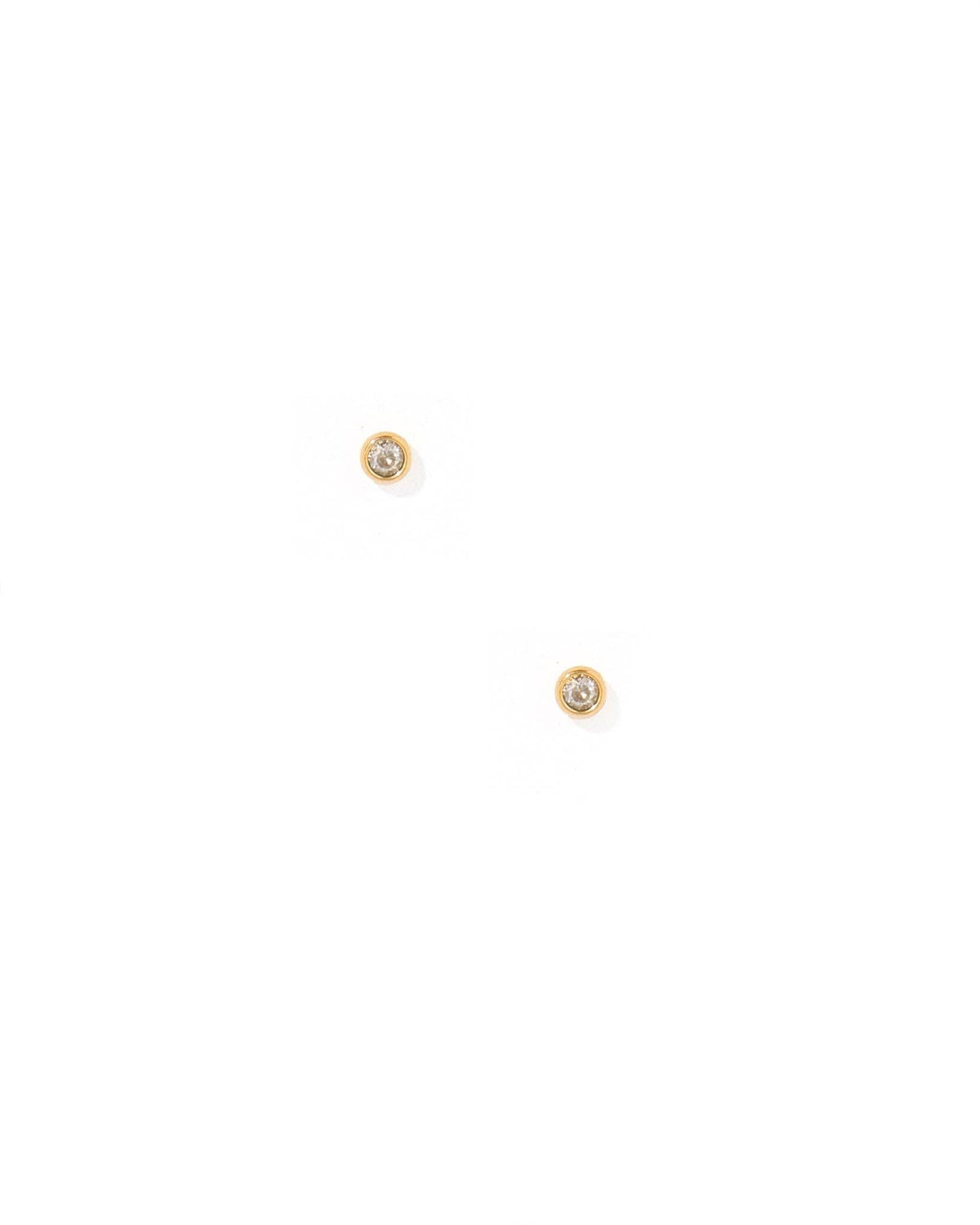 Screwback Stud Earrings - Micro Cooper Clear Gold