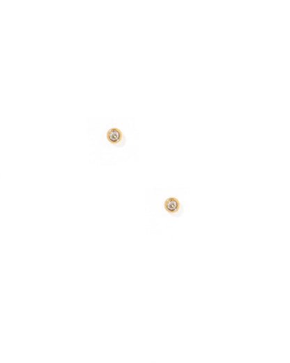 Screwback Stud Earrings - Micro Cooper Clear Gold