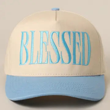 Blessed Lettering Baseball Cap Blue