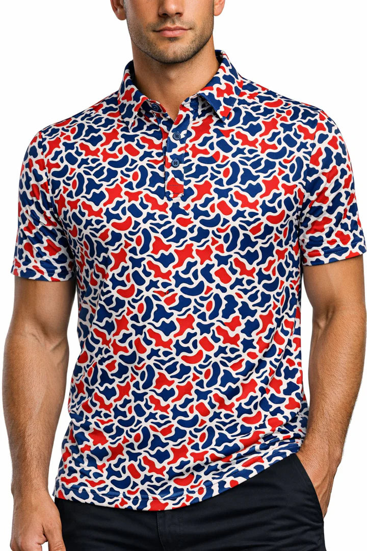 Red/White/Blue Camo Performance Polo