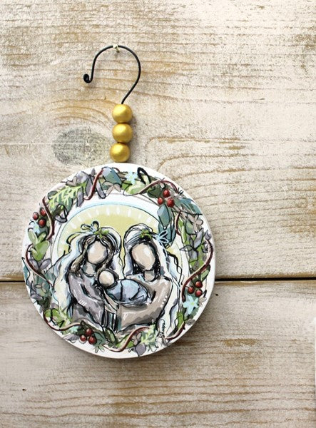 6" Ornament, Holy Family, Bead Hanger