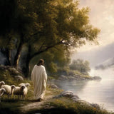 Jesus at River Framed Art 18x24