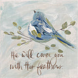 He will cover you Framed Art 18x18
