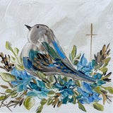 Floral Birdie Framed Art 18x18