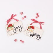 4.5x3" Wood Ornament, Santa, Merry